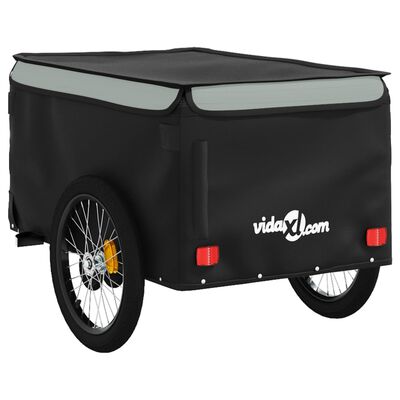 vidaXL Remorque de vélo noir et gris 45 kg fer