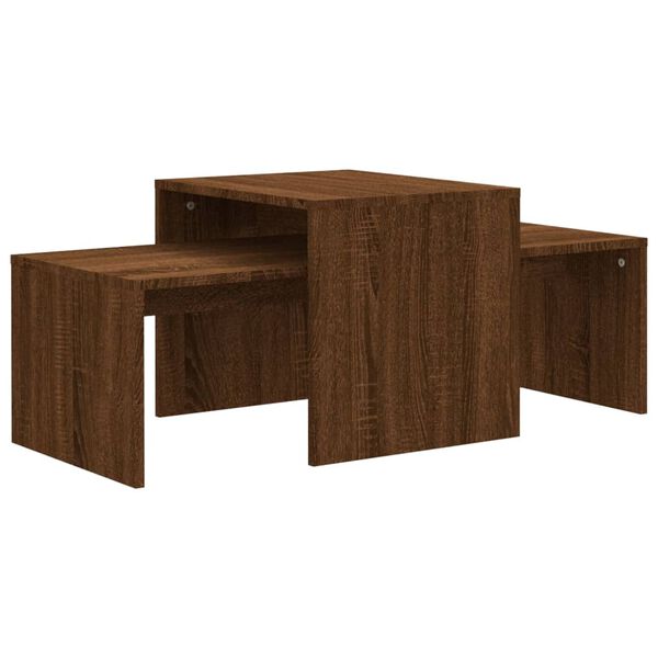 vidaXL Ensemble table basse Ch&ecirc;ne marron 100x48x40cm Bois d'ing&eacute;nierie