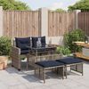 vidaXL Salon de jardin 4 pcs avec coussins gris r&eacute;sine tress&eacute;e verre