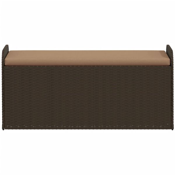 vidaXL Banc de rangement et coussin marron 115x51x52 cm r&eacute;sine tress&eacute;e