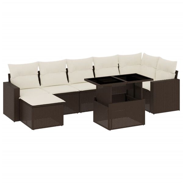 vidaXL Salon de jardin 8 pcs avec coussins marron r&eacute;sine tress&eacute;e