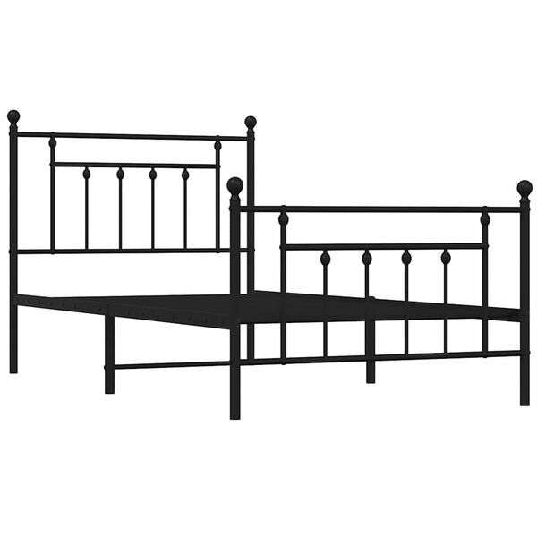 vidaXL Cadre de lit m&eacute;tal sans matelas avec pied de lit noir 100x190cm