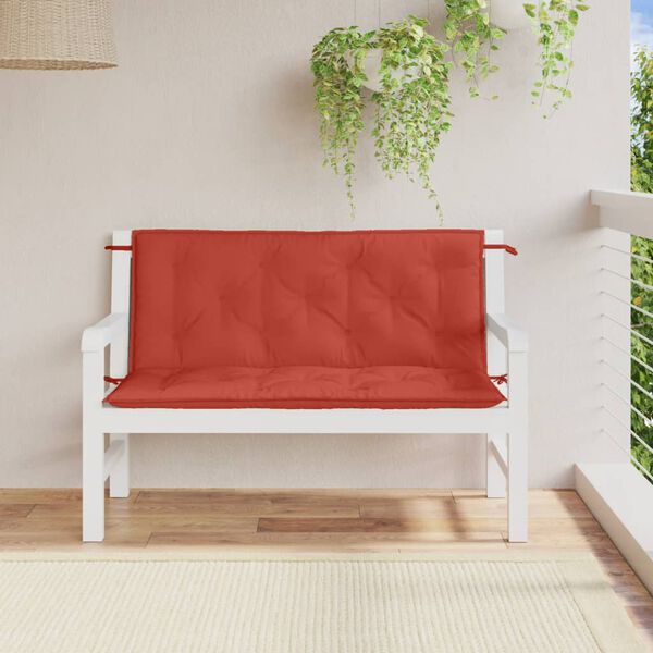 vidaXL Coussins de banc de jardin lot de 2 rouge mélangé tissu