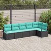 vidaXL Ensemble de canap&eacute; de jardin 6 pcs Noir et turquoise polyrotin