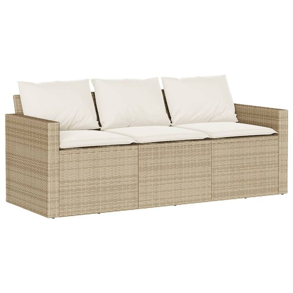 vidaXL Ensemble &agrave; manger de jardin et coussins 2 pcs beige poly rotin