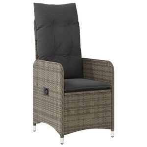 vidaXL Chaise inclinable de jardin avec coussins gris r&eacute;sine tress&eacute;e