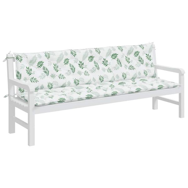 vidaXL Coussins de banc de jardin lot de 2 motif de feuilles tissu