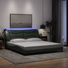 vidaXL Cadre de lit avec LED sans matelas Hvar gris fonc&eacute; 183x213 cm tissu