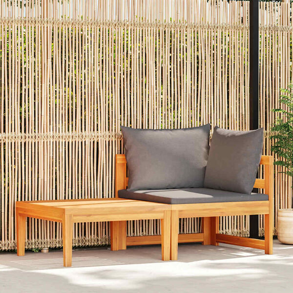 vidaXL Salon de jardin 2 pcs avec coussins gris fonc&eacute; Bois d'acacia