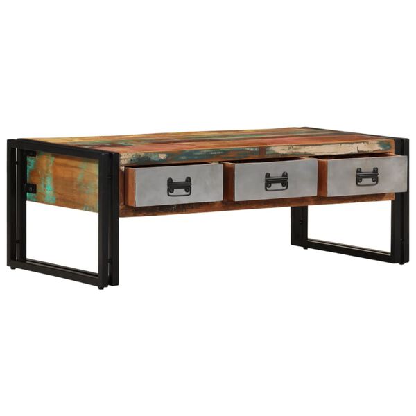 vidaXL Table basse avec 3 tiroirs Bois de r&eacute;cup&eacute;ration 100x50x35 cm