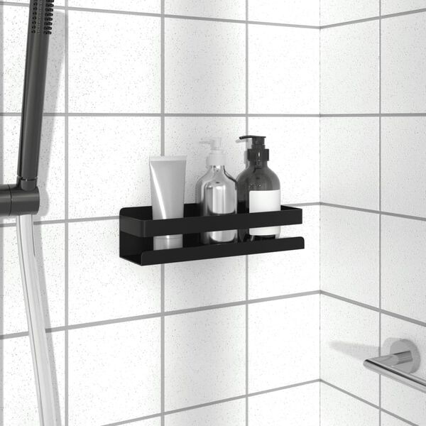 vidaXL &Eacute;tag&egrave;re de douche noir mat acier inoxydable 304 bross&eacute;