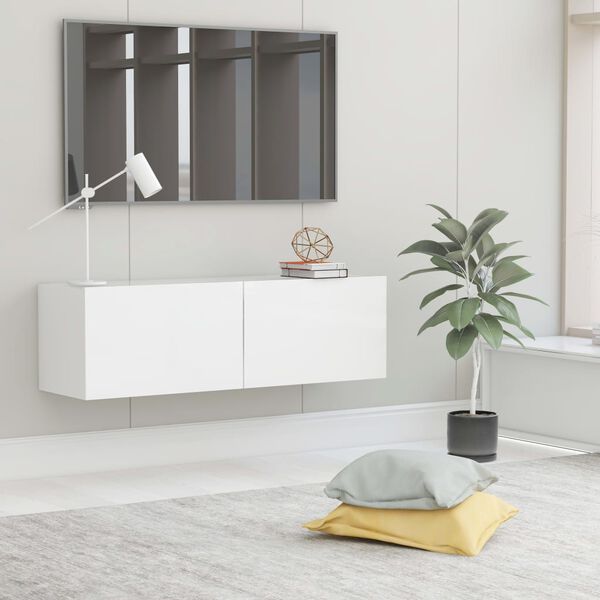 vidaXL Meuble TV Blanc 100x30x30 cm Bois d&rsquo;ing&eacute;nierie