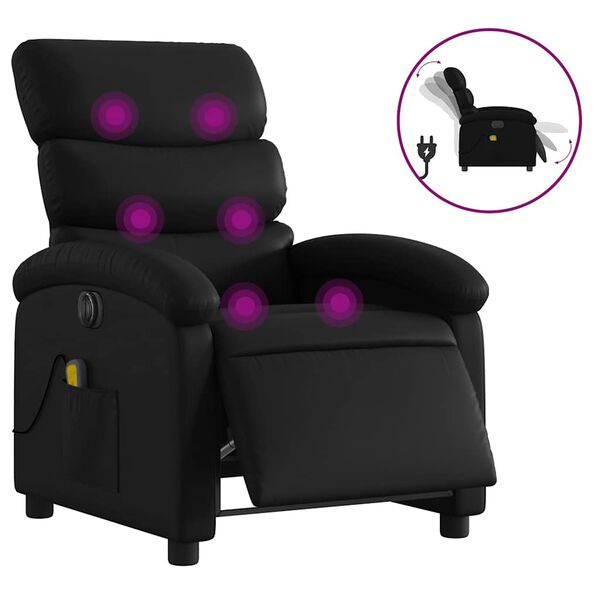 vidaXL Fauteuil inclinable de massage &eacute;lectrique noir similicuir