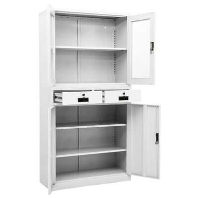 vidaXL Armoire de bureau Blanc 90x40x180 cm Acier et verre trempé