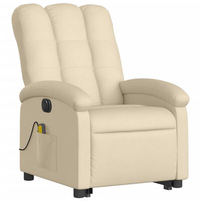 vidaXL Fauteuil inclinable de massage électrique crème tissu