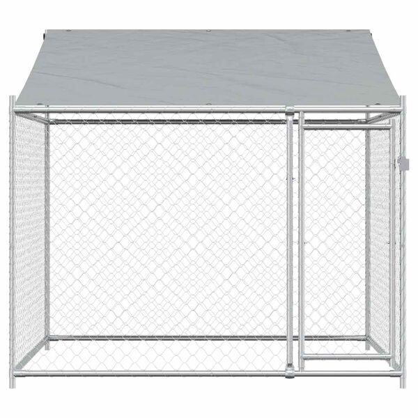 vidaXL Cage pour chien avec toit et porte gris 2x2x2 m acier galvanisé
