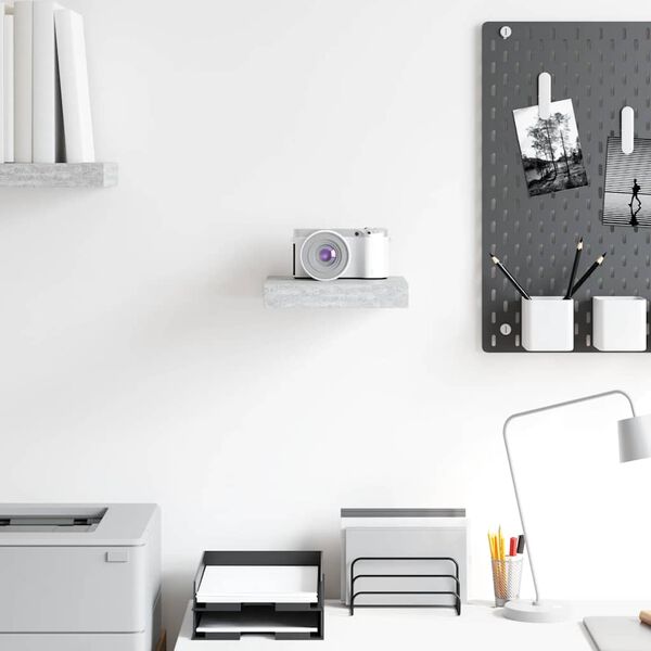 vidaXL &Eacute;tag&egrave;re murale flottante gris b&eacute;ton 23x23,5x3,8 cm MDF