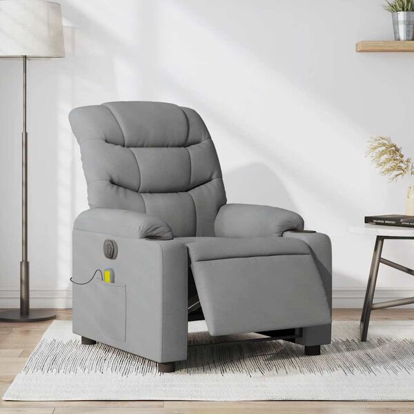 vidaXL Fauteuil inclinable de massage &eacute;lectrique gris clair tissu