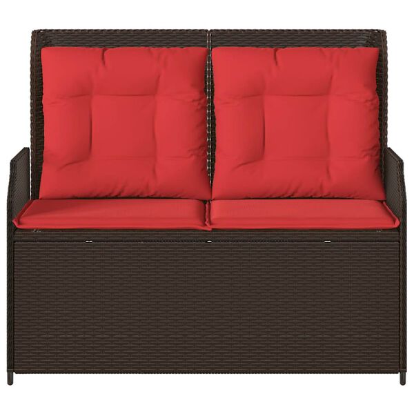 vidaXL Banc de jardin avec coussin Marron Poly rotin
