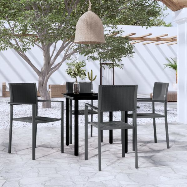 vidaXL Ensemble &agrave; manger de jardin 5 pcs Noir