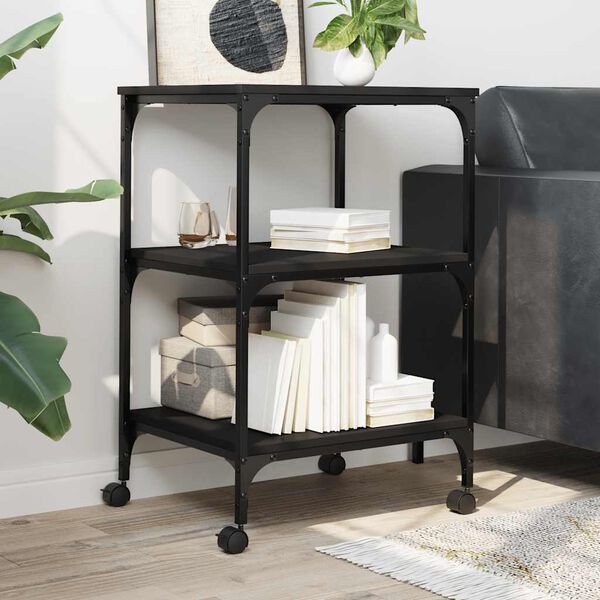 vidaXL Support d'imprimante 3 niveaux noir 50x41x75 cm