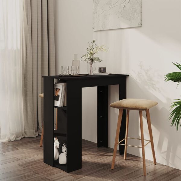 vidaXL Table de bar avec &eacute;tag&egrave;re Noir 102x50x103,5cm Bois d'ing&eacute;nierie