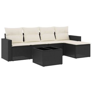 vidaXL Salon de jardin 6 pcs avec coussins noir r&eacute;sine tress&eacute;e