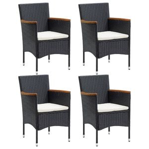 vidaXL Chaises &agrave; manger de jardin lot de 4 R&eacute;sine tress&eacute;e Noir