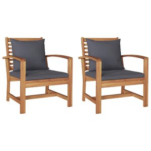 vidaXL Chaise avec coussin 2 pcs Brun et gris fonc&eacute; 110 x 65 x 76.5 cm