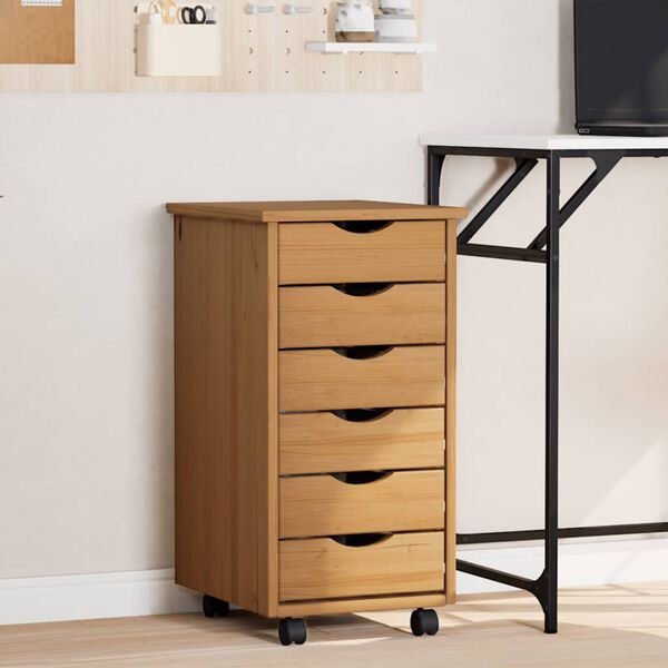 vidaXL Armoire roulante avec tiroirs MOSS bois de pin marron miel
