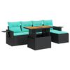 vidaXL Salon de jardin 6 pcs avec coussins noir r&eacute;sine tress&eacute;e