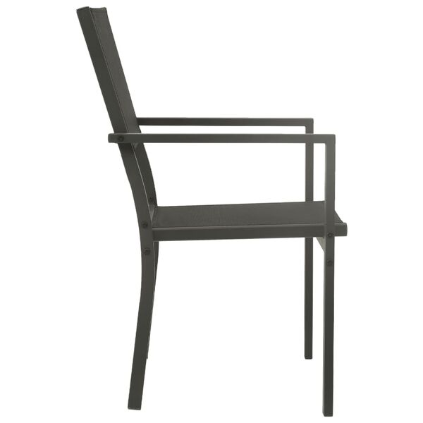vidaXL Chaises de jardin lot de 4 Textil&egrave;ne et acier Noir anthracite