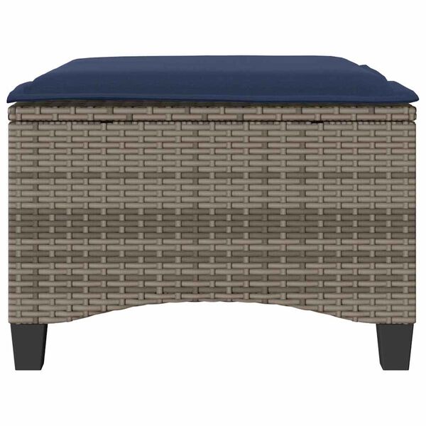 vidaXL Tabourets jardin coussins 2 pcs gris 55x55x36 cm r&eacute;sine tress&eacute;e