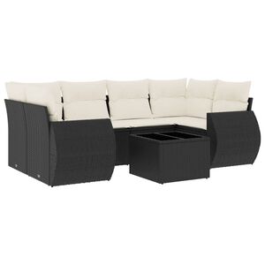 vidaXL Salon de jardin 7 pcs avec coussins noir r&eacute;sine tress&eacute;e