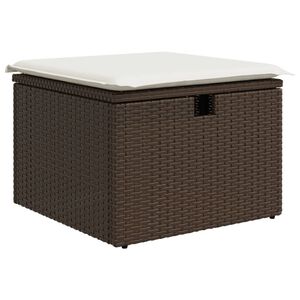 vidaXL Tabouret de jardin avec coussin brun 55x55x37 cm r&eacute;sine tress&eacute;e