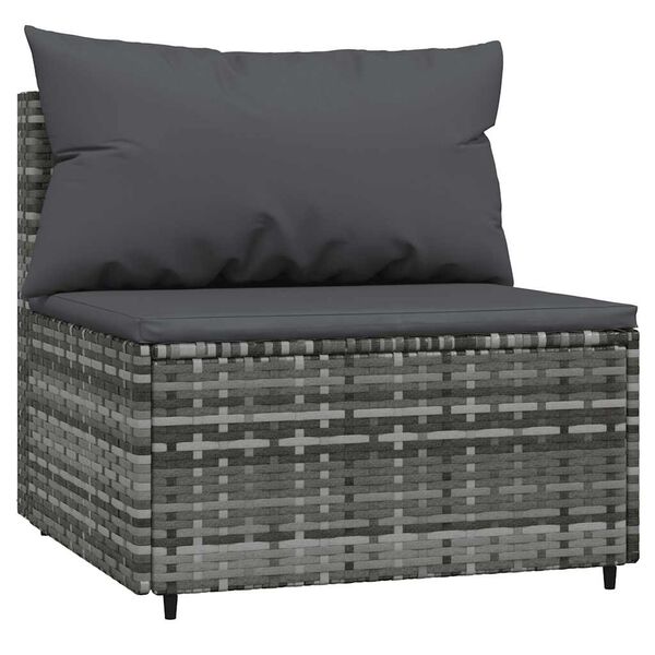 vidaXL Canap&eacute;s centraux de jardin et coussins 2pcs Gris R&eacute;sine tress&eacute;e