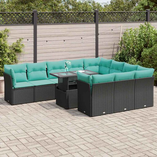 vidaXL Ensemble de canap&eacute;s de jardin 11 pcs et coussins rotin acacia