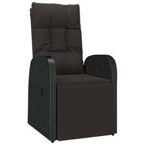 vidaXL Chaise inclinable de jardin et coussin R&eacute;sine tress&eacute;e Noir