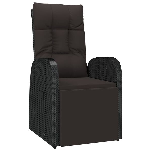 vidaXL Chaise inclinable de jardin et coussin R&eacute;sine tress&eacute;e Noir