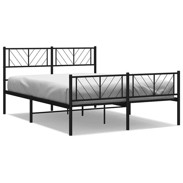 vidaXL Cadre de lit m&eacute;tal sans matelas avec pied de lit noir 135x190cm