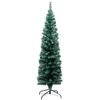 vidaXL Sapin de No&euml;l artificiel mince pr&eacute;-&eacute;clair&eacute; et boules vert 120cm