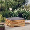 vidaXL Repose-pied de jardin et coussin Gris fonc&eacute; Bois de teck massif