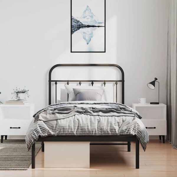 vidaXL Cadre de lit métal sans matelas avec tête de lit noir 100x190cm