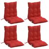 vidaXL Coussins de chaise &agrave; dossier bas lot de 4 rouge tissu oxford