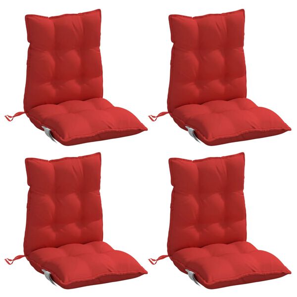 vidaXL Coussins de chaise &agrave; dossier bas lot de 4 rouge tissu oxford