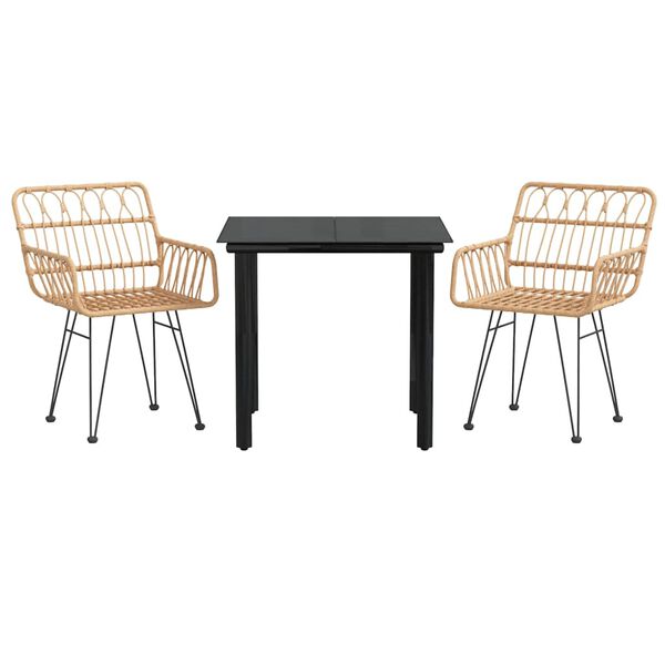 vidaXL Ensemble &agrave; manger de jardin 3 pcs R&eacute;sine tress&eacute;e