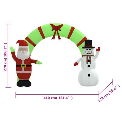 vidaXL Portail arche gonflable Père Noël bonhomme de neige LED 270 cm