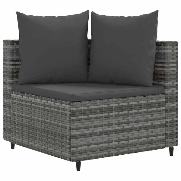vidaXL Salon de jardin 6 pcs avec coussins gris r&eacute;sine tress&eacute;e