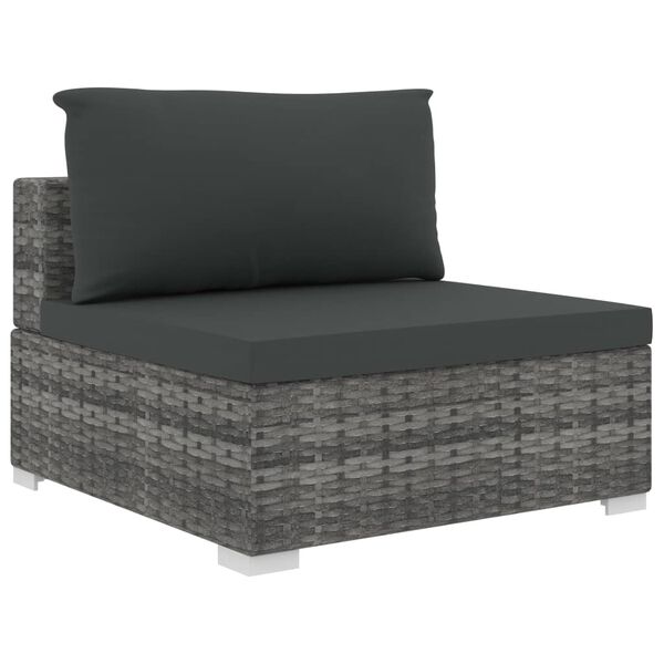 vidaXL Salon de jardin 8 pcs avec coussins résine tressée gris