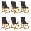vidaXL Chaises pliables de jardin lot de 6 avec coussins Bois d'acacia